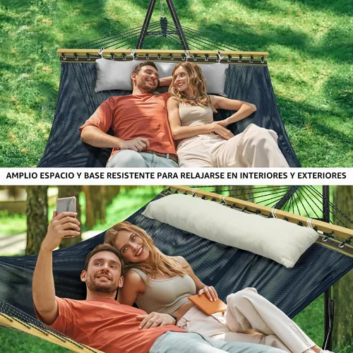 Vista 5 de Tranquillo Unity Soporte de hamaca ajustable, soportes para hamacas para el jardín, soporte de hamaca doble de acero de capacidad de 800 libras