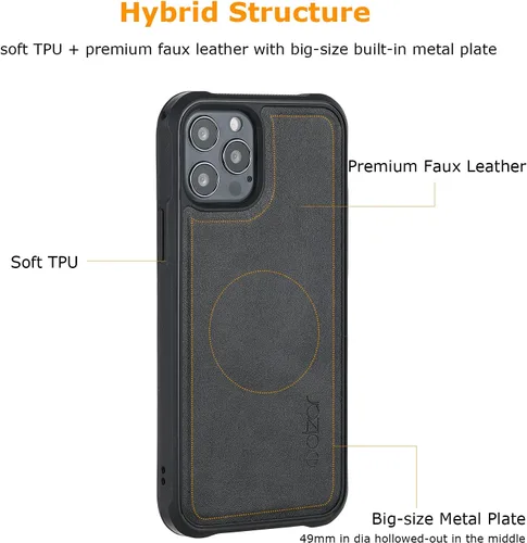 Vista 2 de MagBig Series - Funda para iPhone 12 y iPhone 12 Pro, placa de metal integrada para soporte magnético de automóvil, compatible con carga