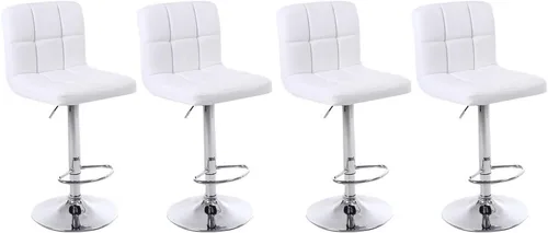 Vista 13 de Taburetes de bar ajustables de altura de mostrador, juego de 2 taburetes de cocina, sillas modernas de cuero sintético giratorio con respaldo Marrón