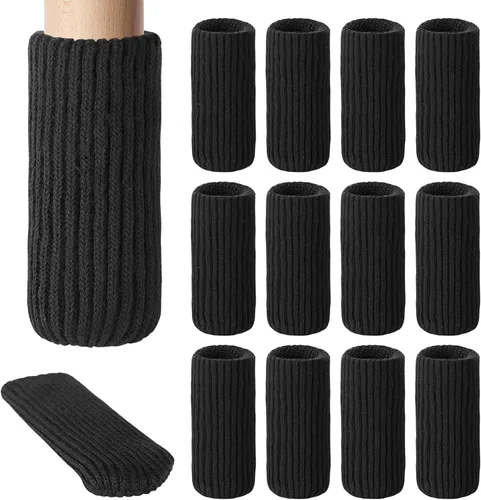 Vista 10 de 8 PCs Calcetines para Patas de Muebles - Calcetines Negros de Alta Elasticidad para Muebles, Protectores de Piso de Patas de Silla Tejidos, Juego