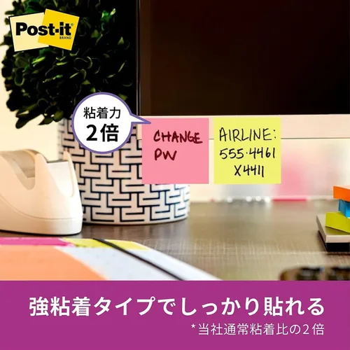 Vista 5 de Pack of 5 75 x 75mm mixed color fluorescence Sumitomo (3M) Post-it (R) strong adhesion Notes 654-5SSAN (japan import)