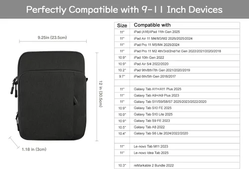 Vista 2 de Dadanism Funda protectora para tablet de 9-11 pulgadas para iPad (A16) de 11 pulgadas, iPad de 10.9 pulgadas, iPad 9/8/7ª generación de 10.2
