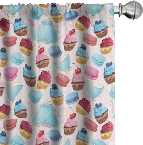Vista 19 de Lunarable Cortinas para ventana para mascotas, divertidos personajes de gatos, estilo artístico, gatitos juguetones, animales peludos, decoración