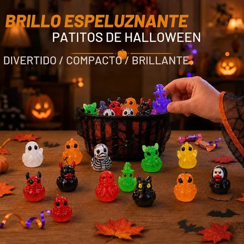 Vista 2 de Mini patos de resina de Halloween que brillan en la oscuridad, novedad