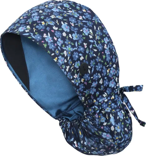Vista 48 de QBA Gorra de trabajo ajustable con botón, gorro forrado de satén, gorro de trabajo de algodón, banda elástica para atar en la espalda, unisex