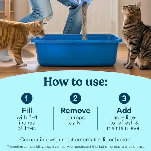 Vista 5 de Fresh Step Clean Paws Arena para gatos con frescura Febreze, Arena aglomerante avanzada para múltiples gatos con bajo seguimiento, 37 libras