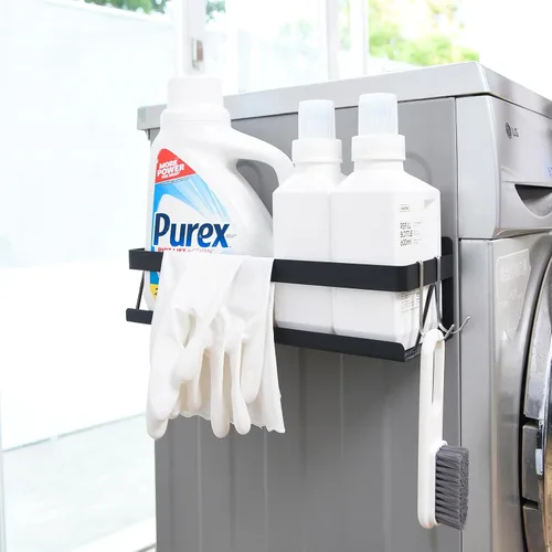 Vista 7 de Estante de especias para refrigerador, cocina, hogar, organización y almacenamiento adhesivo (paquete de 2, negro)