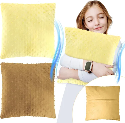 Vista 9 de Kigley Paquete de 2 Almohadas Vibratorias Sensoriales para Niños y Adultos Activadas por Presión 12 x 12 Masaje con Protuberancias de Estimulación