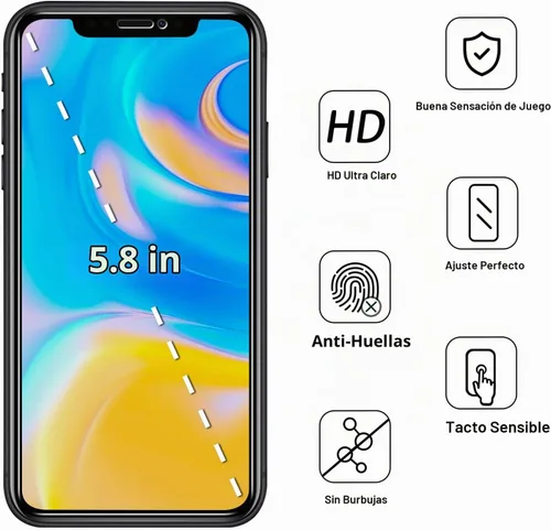 Vista 2 de (2 Unidades) Protector de Pantalla de Privacidad Diseñado para iPhone 11 Pro, iPhone XS, iPhone X y iPhone 10 (14,7 cm) Vidrio Templado Antiespía
