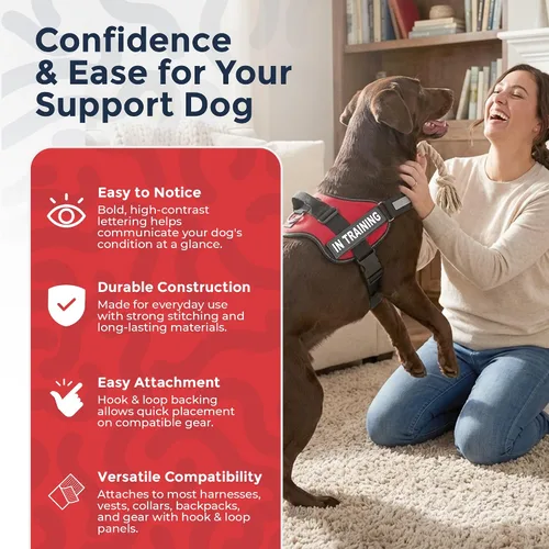 Vista 5 de Parches para gancho y bucle de arnés de perro de servicio, parche de "emotional support" durante el adiestramiento de perros de servicio y perros