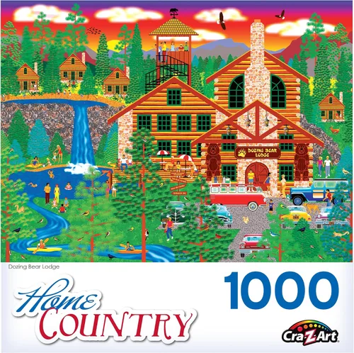 Vista 4 de RoseArt - Home Country - Dozing Bear Lodge - Rompecabezas de 1000 piezas para adultos