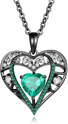 Vista 67 de Collar de cristal de 5 corazones, chapado en oro rosa de 18 quilates, colgante con cadena de plata de ley 925 de 18 + 2 pulgadas, joyería de piedra