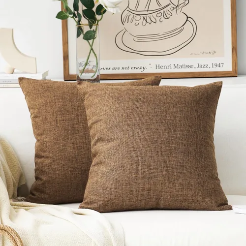 Vista 20 de Home Brilliant Fundas de Almohada de Lino con Forro para Cojines Decorativos de Otoño de Arpillera, Juego de 2, 16 x 16 pulgadas, Negro