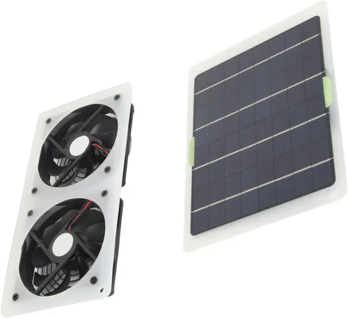 Vista 6 de Kit de ventilador de panel solar, 100 W, 12 V, 2 A, ventilador de escape doble portátil, juego de paneles solares para el hogar, RV, invernadero
