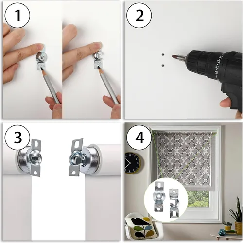 Vista 5 de Sumnacon Soportes de metal para persiana, 4 piezas de herrajes para persianas enrollables, montaje interior con tornillos, soporte resistente