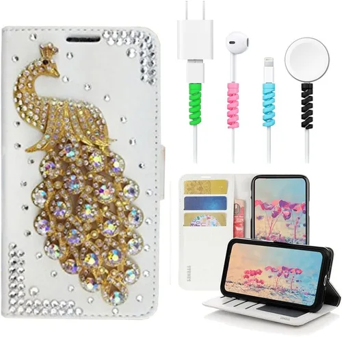 Vista 6 de Bling - Funda para Samsung Galaxy S21, diseño de pavo real en 3D, color negro