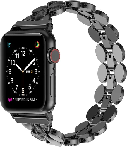 Vista 2 de Moolia Correa Elegante de Metal Compatible con Correa de Apple Watch de 38mm, 40mm, 41mm, 42mm, Correa de Moda para Mujer, Correa de Repuesto