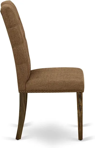 Vista 12 de East West Furniture I2EL5-718 - Juego de mesa de comedor de 5 piezas, incluye una mesa de comedor redonda con pedestal y 4 sillas tapizadas de tela