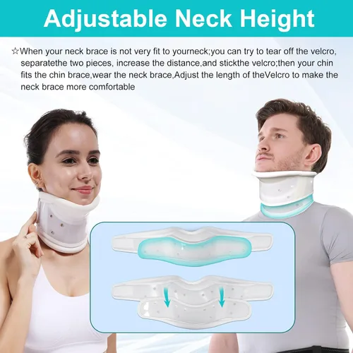Vista 2 de Collar cervical mejorado con soporte de barbilla para alivio rígido, cuello cervical correcto, soporte para el dolor óseo, cuidado de la salud