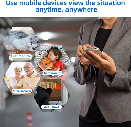 Vista 7 de Cargador de teléfono con cámara oculta, cargador inalámbrico, gran angular de 110°, WiFi de 2.4G/control remoto de aplicación gratuita, detección