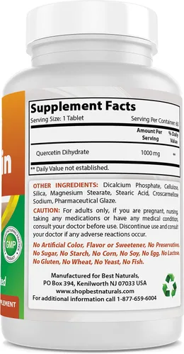 Vista 5 de Best Naturals Quercetina 1000 mg Tableta - Salud Inmune - 60