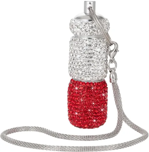 Vista 25 de Pastillero con llavero de diamante, pequeño organizador de píldoras, caja de bloqueo de medicamentos, lindo estuche de medicina para bolso, soporte