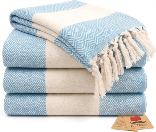 Vista 35 de Bazaar Anatolia Toallas de mano – Juego de 4 39 x 19 pulgadas – Toalla de mano turca a rayas para baño, 100% algodón, cocina, cara, cabello, té