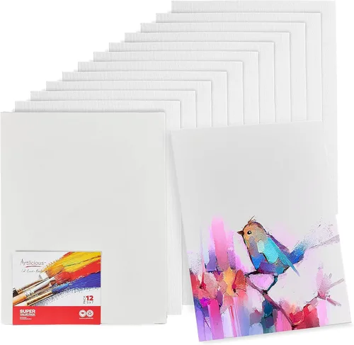 Vista 17 de Artlicious Lienzos para pintar – Paquete de 12,4 x 4 pulgadas de lienzo blanco – Paneles de arte 100% algodón para pintura al aceite, acrílico