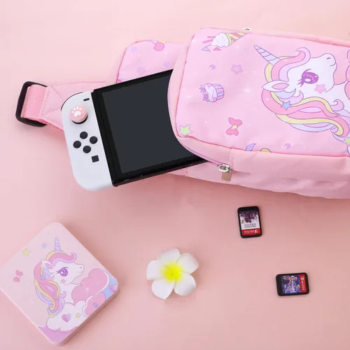 Vista 7 de GLDRAM Travel Crossbody Bag Compatible with Nintendo SwitchOLEDLite, Cute Portable Carrying Case Storage Bag for Unicorn, Thickened Shoulder Bag