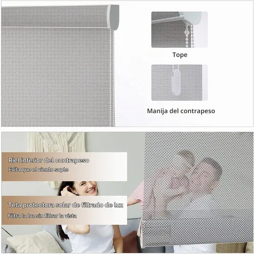 Vista 5 de MYshade - Persianas enrollables personalizadas para ventana, filtrado de luz, persianas enrollables de malla con cordón, persianas enrollables