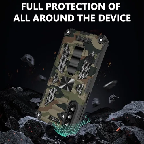 Vista 3 de CCSmall Funda de camuflaje para Samsung Galaxy A13, de grado militar, a prueba de golpes, resistente, funda protectora para teléfono con soporte