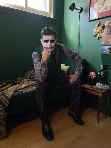 Vista 2 de Disfraz de Joker de Halloween para hombre, camisa de caballero Heath Ledger, traje de corbata