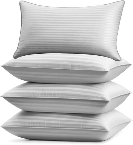 Vista 13 de Basic Beyond Almohadas de cama para dormir, juego de 2 almohadas de tamaño estándar, almohadas alternativas de plumón de lujo, color negro, 20 x 26