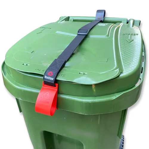 Vista 9 de SideArm Nano Dual Handle para cubos pequeños con ruedas, fácil de usar. Correa de bloqueo de cubo de basura a prueba de animales, contenedores de 14