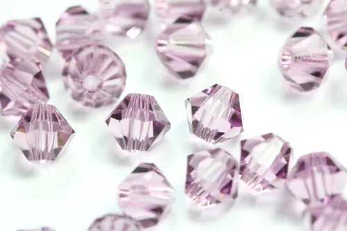 Vista 2 de Preciosa - 100 cuentas sueltas de cristal bicono facetado de 0.236 pulgadas (0.236 in), color morado claro amatista compatibles con Swarovski