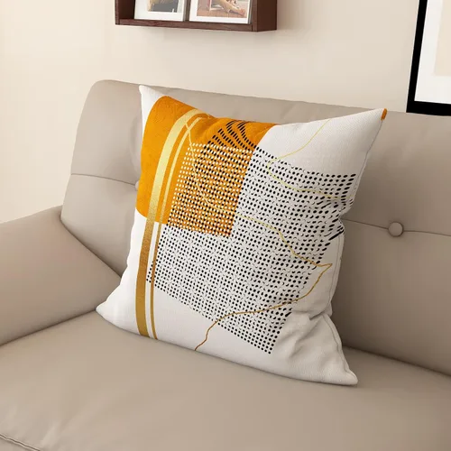 Vista 7 de Funda de almohada decorativa para sofá de sala de estar, patrón impreso de doble cara, funda de cojín naranja geométrica abstracta estilo nórdico