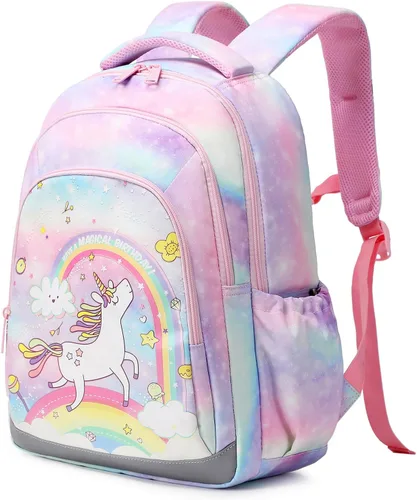 Vista 3 de Abshoo Linda mochila infantil para niñas, jardín de infantes, escuela primaria, unicornio, juego de mochilas escolares con lonchera