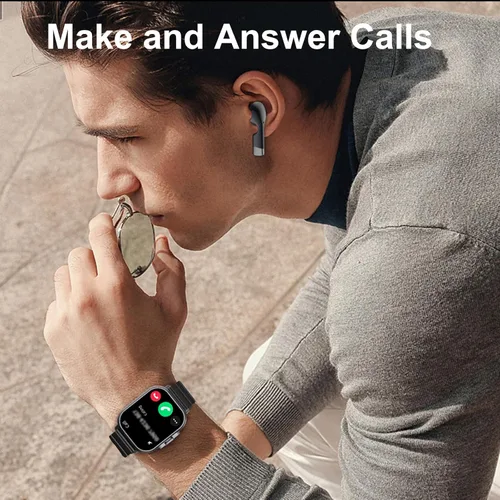 Vista 2 de Reloj inteligente con auriculares, para hacer/responder llamadas Bluetooth, monitor de actividad física, monitor de presión arterial y frecuencia