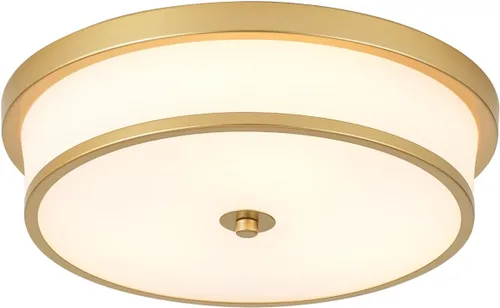 Vista 12 de Lámpara de techo empotrada de 12 pulgadas, Luminarias de techo de 2 luces pegadas al techo con acabado de bronce frotado con aceite para baño