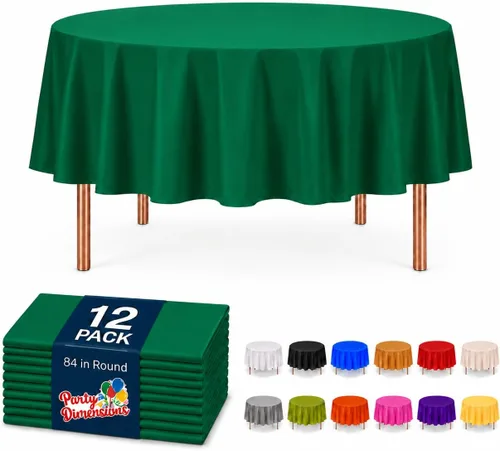 Vista 44 de Party Dimensions Mantel de plástico negro, paquete de 12 manteles rectangulares desechables de 54 x 108 pulgadas para mesas de 6 a 8 pies