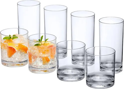 Vista 5 de Amazing Abby - Probity - Vasos de plástico de 10 onzas y 16 onzas (juego de 8), vasos de plástico para beber, vasos de plástico reutilizables, sin
