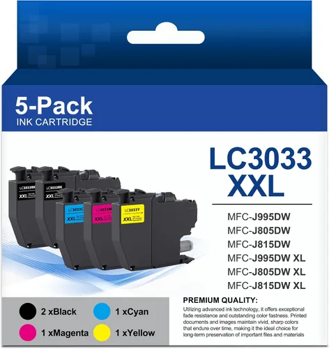 Vista 9 de LC3033 BK/C/M/Y - Juego de 4 cartuchos de tinta LC3033XXL compatibles con Brother LC3033XXL, LC3033BK, LC3033C, LC3033M, LC3033Y Juego de cartuchos