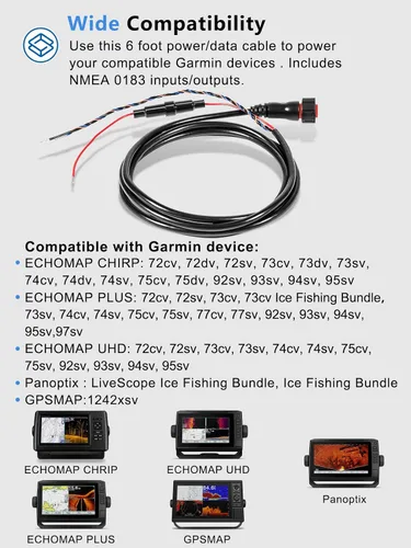 Vista 3 de 010-12445-00 Cable de alimentación/datos roscado de 4 pines para Garmin echoMAP Chirp, ECHOMAP Plus UHD, GPSMAP, Panoptix