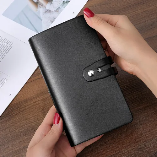 Vista 8 de Soporte para tarjetas de crédito RFID, organizador de tarjetas de visita de cuero con 96 ranuras para tarjetas, protector de tarjetas de crédito
