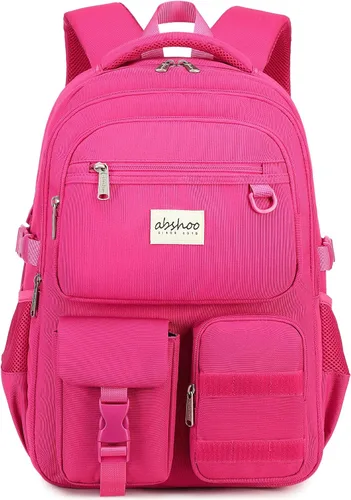 Vista 14 de Abshoo Mochila grande resistente para escuela y universidad. Mochila casual con múltiples bolsillos para viajes Beige