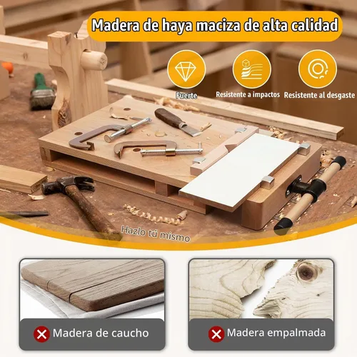 Vista 2 de Tornillo de banco de carpintería, tornillo de banco de madera dura portátil para banco de trabajo