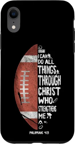 Vista 24 de iPhone 13 I can do all things through Christ Philippians 4:13 - Funda de fútbol