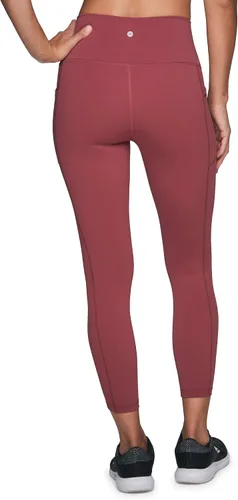 Vista 4 de RBX Leggings activos de cintura alta a prueba de sentadillas hasta el tobillo para mujer, leggings de yoga 7/8 con bolsillos 7/8 rojo polvoriento