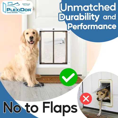 Vista 2 de Plexidor Performance - Puertas para mascotas con cerradura y llave, eficiencia energética, dos paneles, color blanco