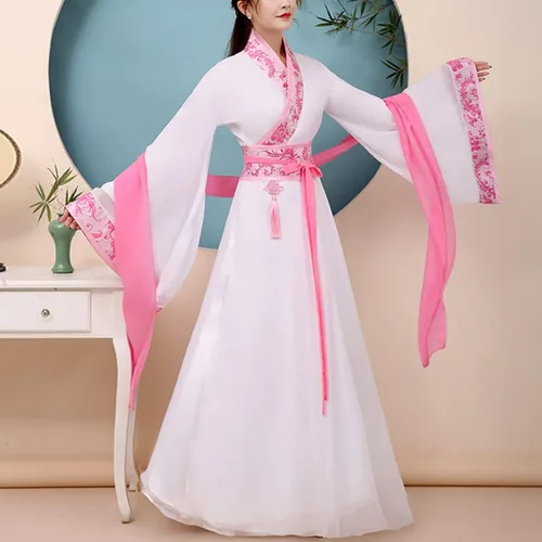 Vista 4 de Vestido tradicional de Hanfu para mujer, disfraz de princesa china, disfraz de cosplay clásico de danza